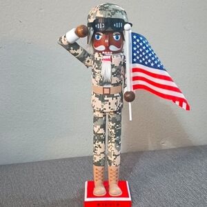 Camouflage African American/Black Army Soldier Christmas Nutcracker